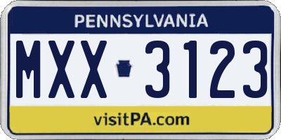 PA license plate MXX3123