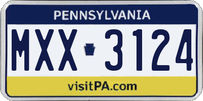 PA license plate MXX3124