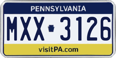 PA license plate MXX3126
