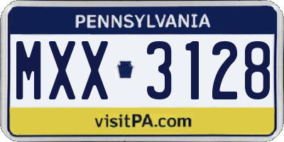 PA license plate MXX3128