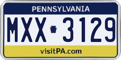 PA license plate MXX3129