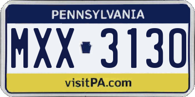PA license plate MXX3130