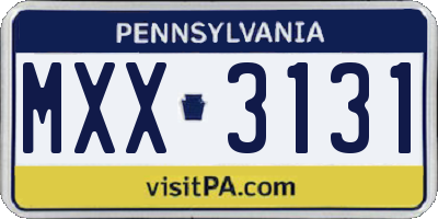 PA license plate MXX3131