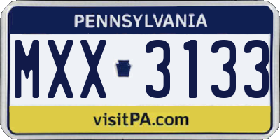 PA license plate MXX3133