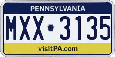 PA license plate MXX3135