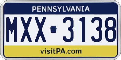 PA license plate MXX3138