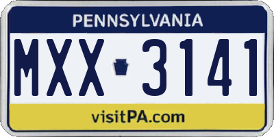 PA license plate MXX3141
