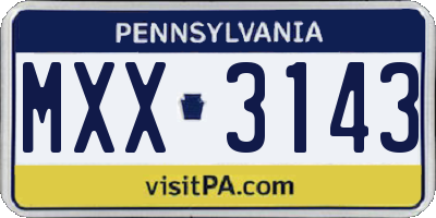 PA license plate MXX3143
