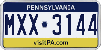 PA license plate MXX3144