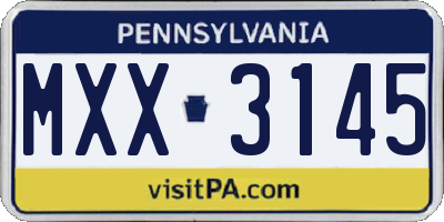 PA license plate MXX3145