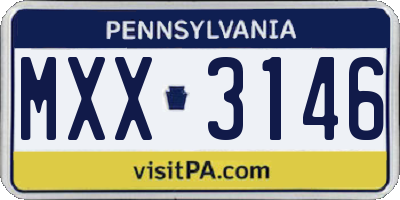 PA license plate MXX3146