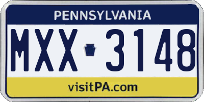 PA license plate MXX3148