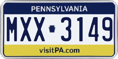 PA license plate MXX3149
