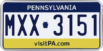 PA license plate MXX3151