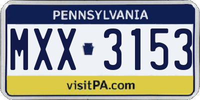 PA license plate MXX3153