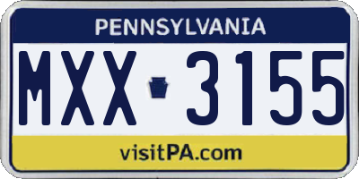 PA license plate MXX3155