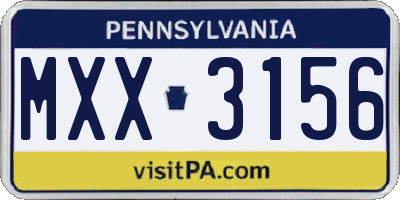 PA license plate MXX3156