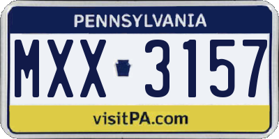 PA license plate MXX3157