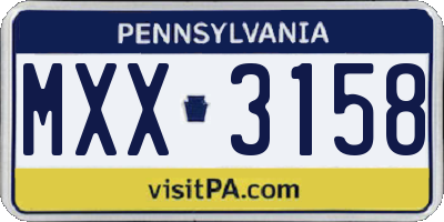 PA license plate MXX3158