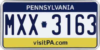 PA license plate MXX3163