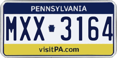 PA license plate MXX3164