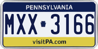 PA license plate MXX3166