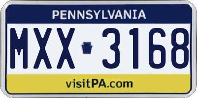 PA license plate MXX3168