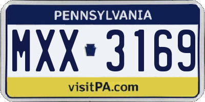 PA license plate MXX3169