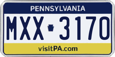 PA license plate MXX3170