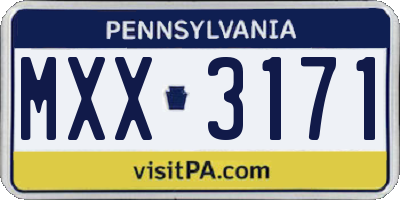PA license plate MXX3171