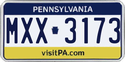 PA license plate MXX3173