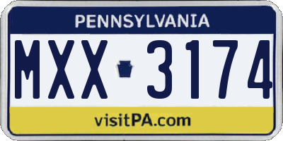PA license plate MXX3174