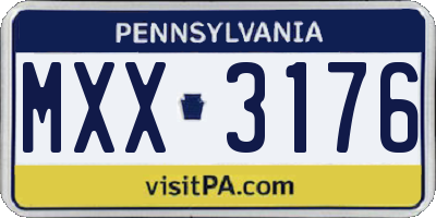PA license plate MXX3176