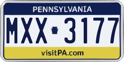 PA license plate MXX3177