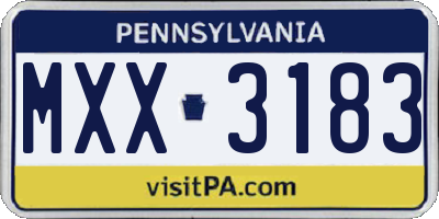 PA license plate MXX3183