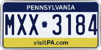 PA license plate MXX3184