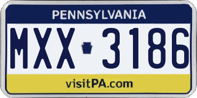 PA license plate MXX3186