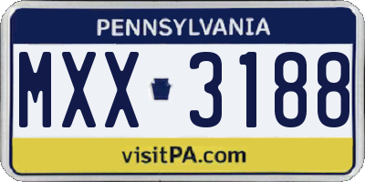 PA license plate MXX3188