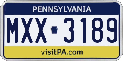 PA license plate MXX3189