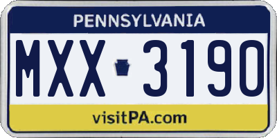 PA license plate MXX3190
