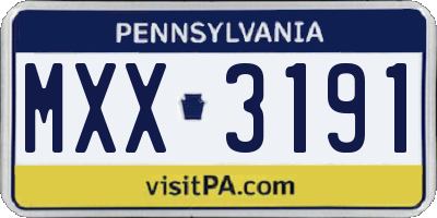 PA license plate MXX3191
