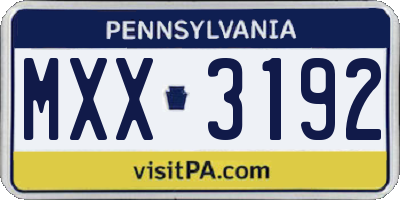 PA license plate MXX3192