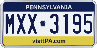 PA license plate MXX3195