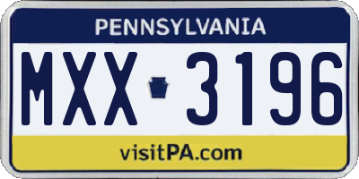 PA license plate MXX3196