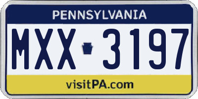 PA license plate MXX3197