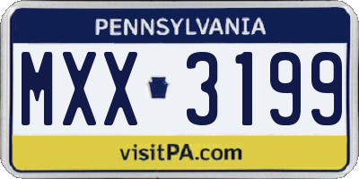PA license plate MXX3199