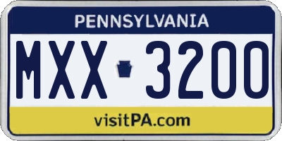 PA license plate MXX3200