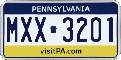 PA license plate MXX3201
