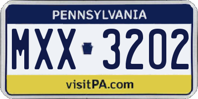 PA license plate MXX3202
