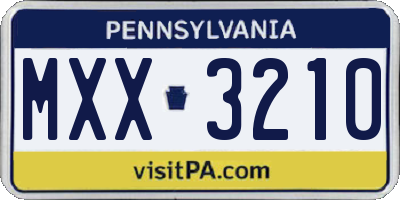PA license plate MXX3210